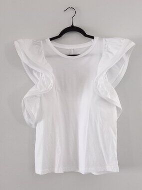 IMPERIAL white ruffle sleeve top